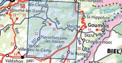 Carte TOP 25 n° 3523 OT - Vallée du Dessoubre, Cirque de Consolation, Montagnes du Lomont | IGN carte pliée IGN 