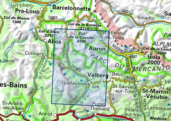 Carte TOP 25 n° 3540 ET - Haute Vallée du Var, Gorges de Daluis (PNR du Mercantour, Alpes) | IGN carte pliée IGN 