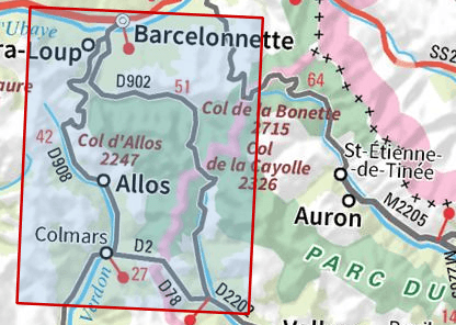 Carte TOP 25 n° 3540 OTR (Résistante) - Barcelonnette, Pra-Loup, le Sauze, Allos (Mercantour) | IGN carte pliée IGN 