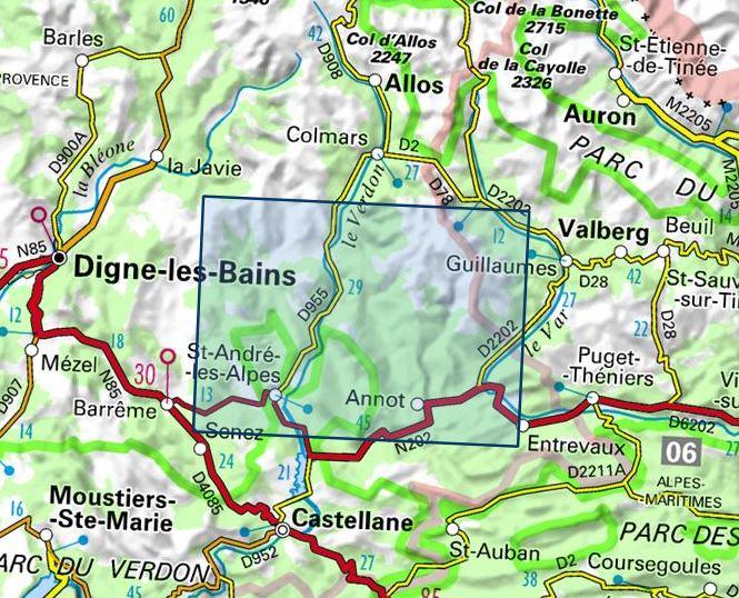 Carte TOP 25 n° 3541 OT - Annot, St André les Alpes (PNR du Verdon) | IGN carte pliée IGN 