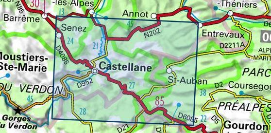 Carte TOP 25 n° 3542 OT - Castellane, Lac de Castillon (PNR du Verdon) | IGN carte pliée IGN 