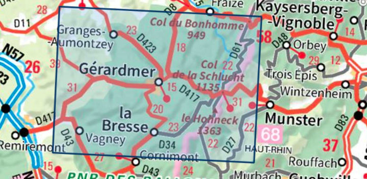 Carte TOP 25 n° 3618 OT - Gérardmer, Le Hohneck, La Bresse | IGN carte pliée IGN 