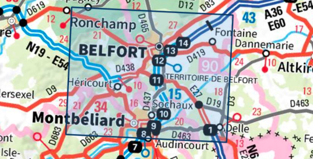 Carte TOP 25 n° 3621 OT - Belfort, Montbéliard | IGN carte pliée IGN 