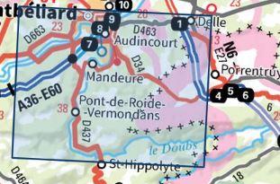 Carte TOP 25 n° 3622 OT - Montbéliard, Vallée du Doubs | IGN carte pliée IGN 