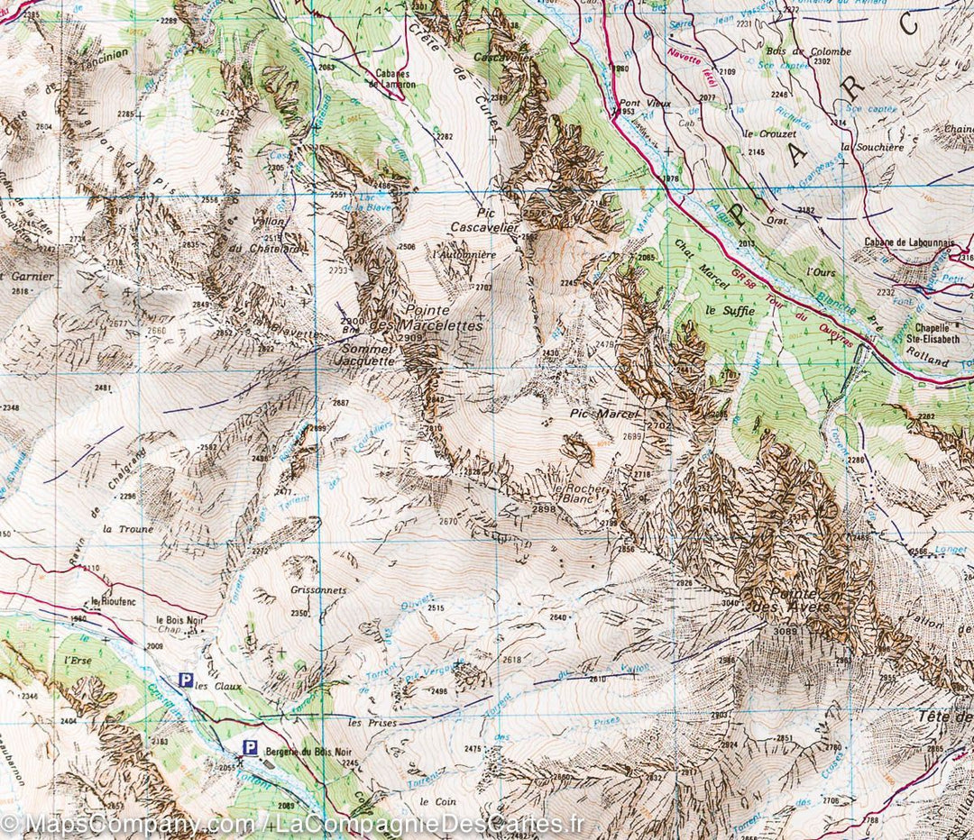 Carte TOP 25 n° 3637 OTR (résistante) - Mont Viso, St Véran & Aiguilles (Queyras) | IGN carte pliée IGN 