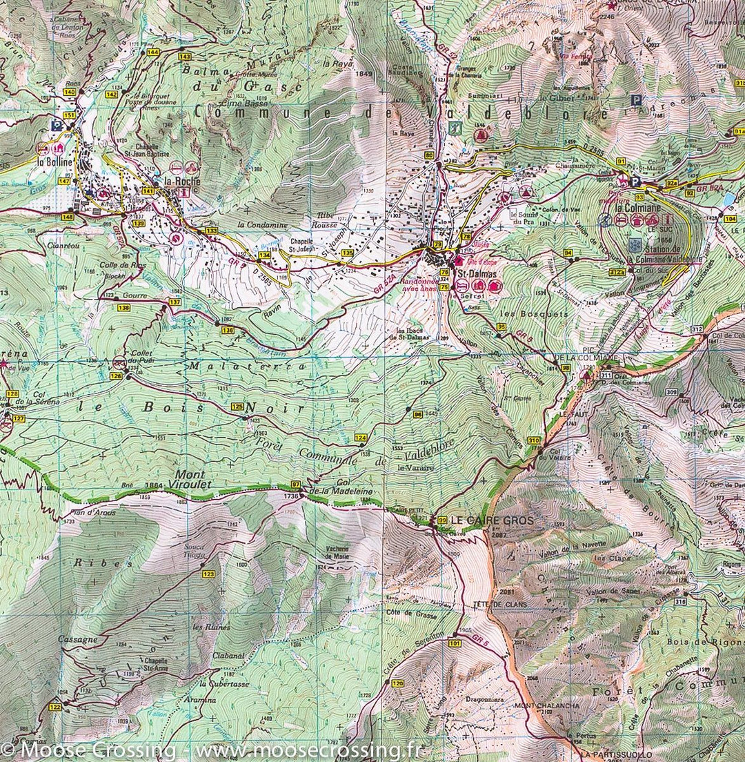 Carte TOP 25 n° 3641 ET - Moyenne Tinée, La Colmiane-Valdeblore (PNR du Mercantour, Alpes) | IGN carte pliée IGN 