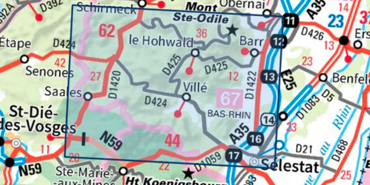 Carte TOP 25 n° 3717 ET - Barr, le Hohwald, Villé & Haute vallée de la Bruche | IGN carte pliée IGN 