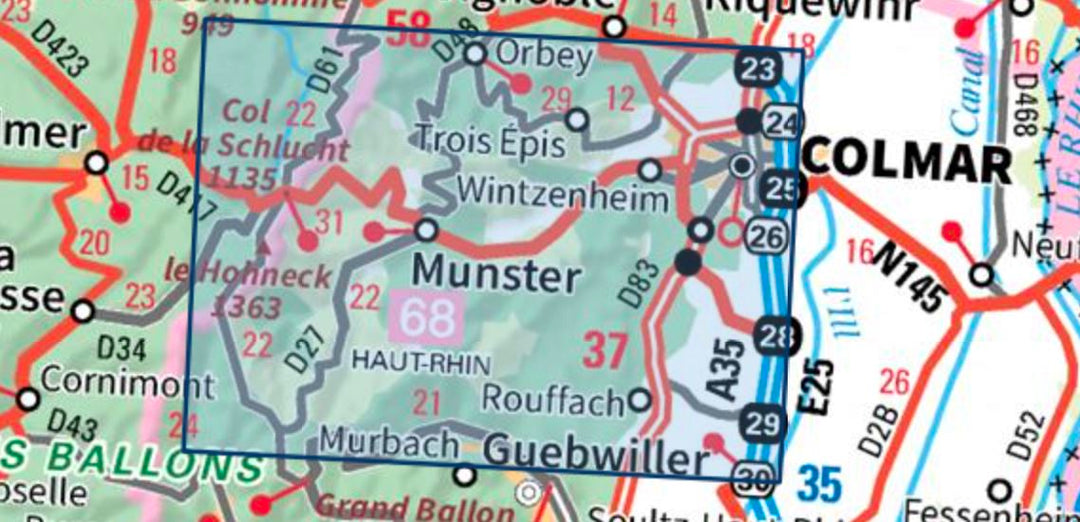 Carte TOP 25 n° 3719 OTR (Résistante) - Colmar, Le Hohneck, Vallée de Munster | IGN carte pliée IGN 