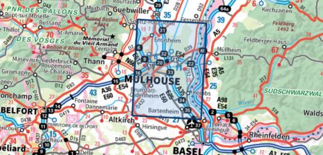 Carte TOP 25 n° 3720 ET - Mulhouse, Forêt Domaniale de la Hardt | IGN carte pliée IGN 
