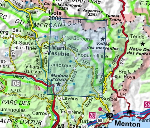 Carte TOP 25 n° 3741 OT - Vallée de la Vésubie (Parc National du Mercantour) | IGN carte pliée IGN 