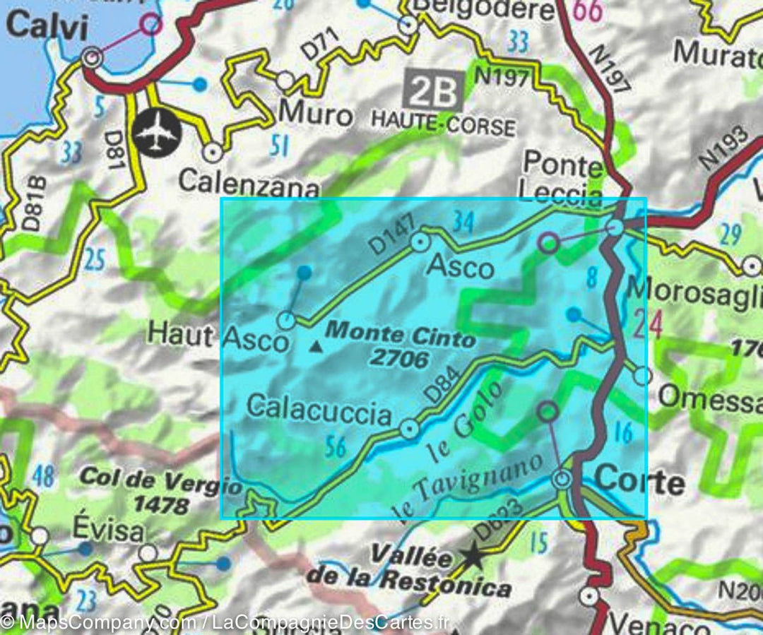 Carte TOP 25 n° 4250 OTR (Résistante) - Corte & Monte Cinto (PNR de Corse) | IGN carte pliée IGN 
