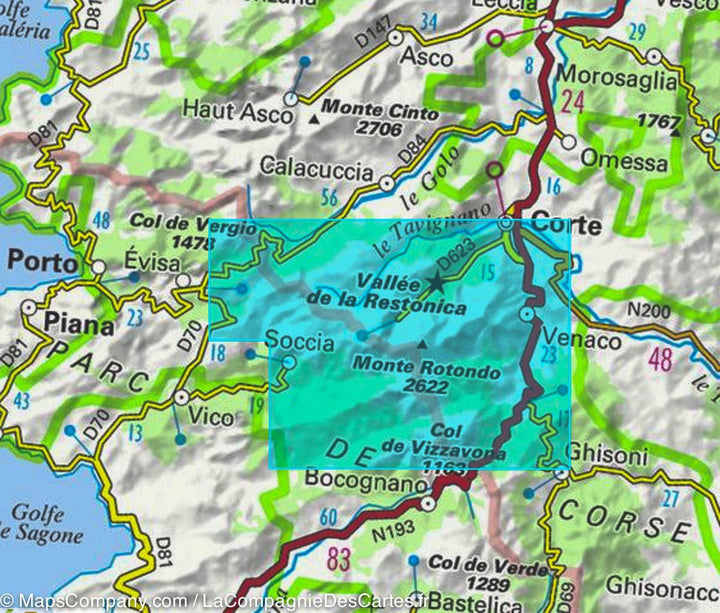 Carte TOP 25 n° 4251 OTR - Monte d'Oro, Monte Rotondo (PNR de Corse) | IGN carte pliée IGN 