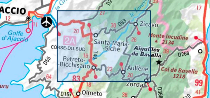 Carte TOP 25 n° 4253 OT - Petreto-Bicchisano, Zicavo (PNR de Corse) | IGN carte pliée IGN 