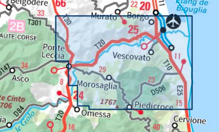 Carte TOP 25 n° 4349 OT - Vescovato, Castagniccia (PNR de Corse) | IGN carte pliée IGN 