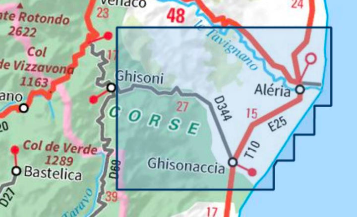 Carte TOP 25 n° 4352 OT - Aléria, Ghisonaccia (PNR de Corse) | IGN carte pliée IGN 