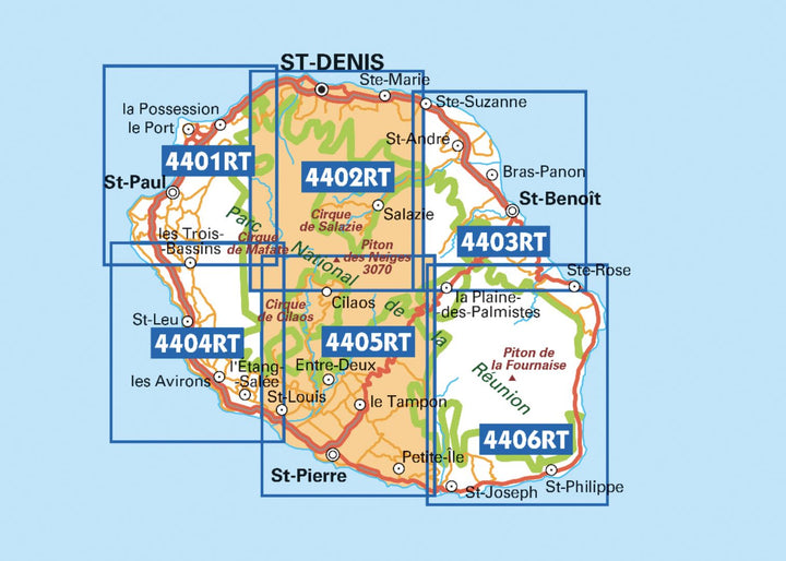 Carte TOP 25 n° 4403 RT - St Benoit, St André (Ile de La Réunion, Nord-Est) | IGN carte pliée IGN 