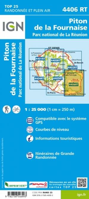 Carte TOP 25 n° 4406 RT - Piton de la Fournaise (Ile de la Réunion) | IGN carte pliée IGN 