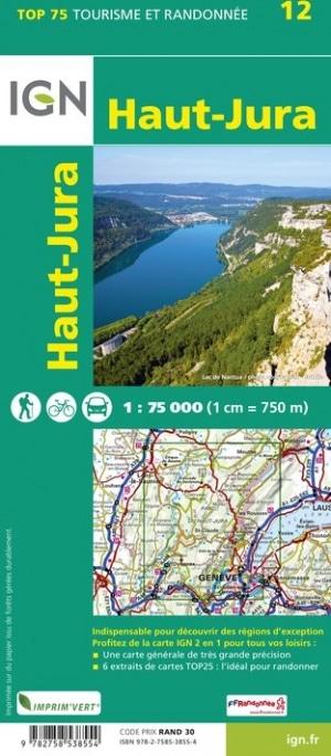 Carte TOP 75 n° 12 - Haut-Jura | IGN carte pliée IGN 