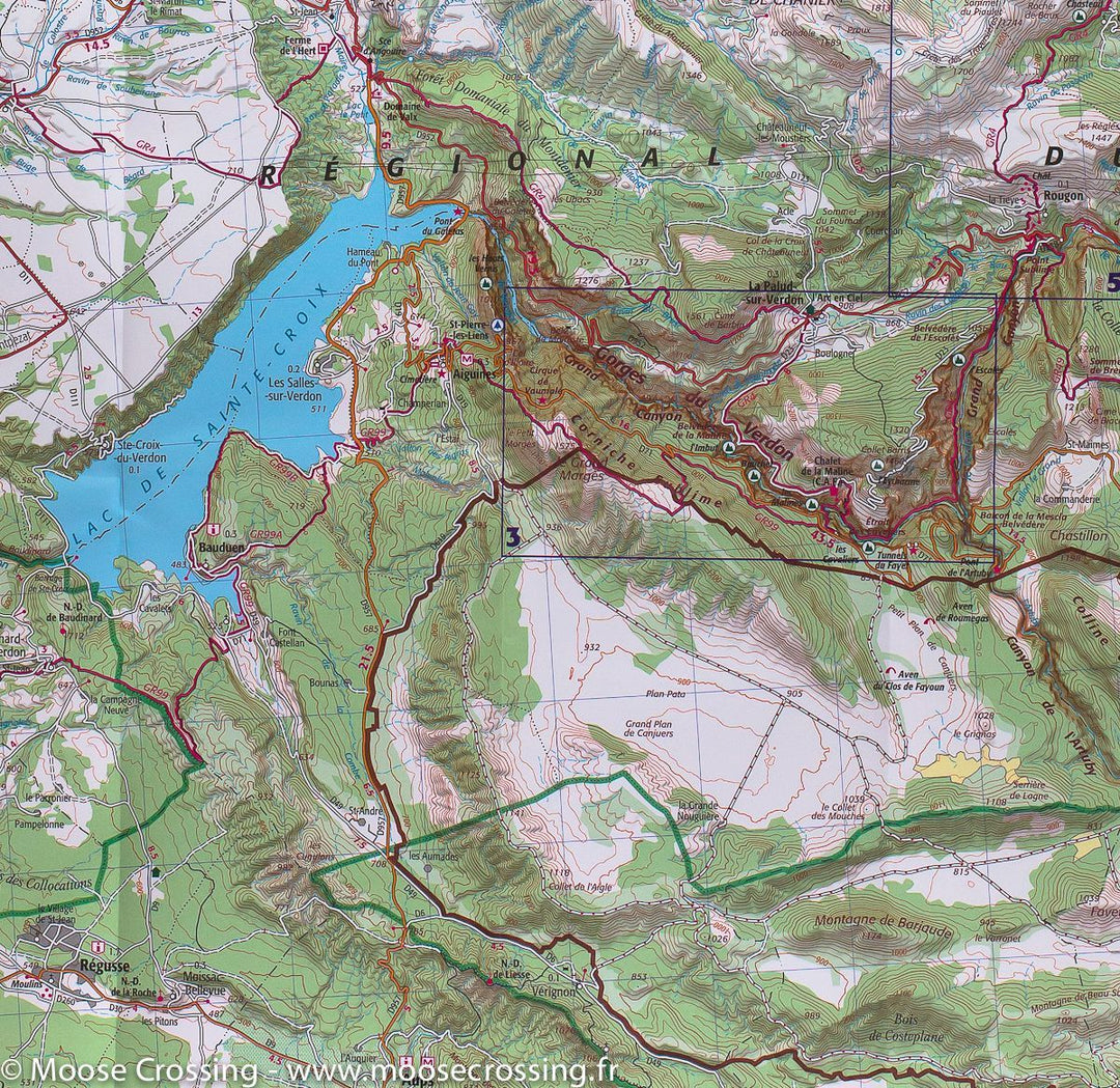 Carte TOP 75 n° 13 - Gorges du Verdon, lac de Sainte-Croix & Plateau de Valensole | IGN carte pliée IGN 