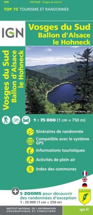 Carte TOP 75 n° 28 - Vosges du Sud, Ballon d'Alsace, Le Hohneck | IGN carte pliée IGN 