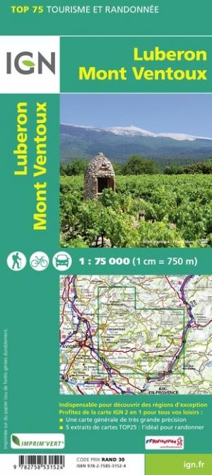 Carte TOP 75 n° 34 - Luberon & Mont Ventoux | IGN carte pliée IGN 