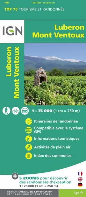 Carte TOP 75 n° 34 - Luberon & Mont Ventoux | IGN carte pliée IGN 
