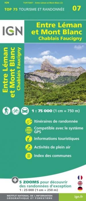 Carte TOP 75 n° 7 - Entre Léman et Mont Blanc | IGN carte pliée IGN 