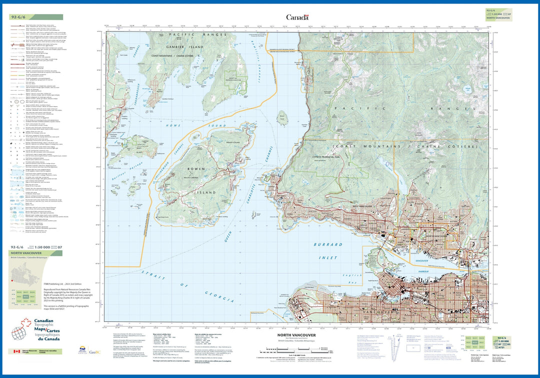 Carte topographique 92 G/6 - Vancouver Nord (Colombie Britannique) | ITM carte pliée ITM 