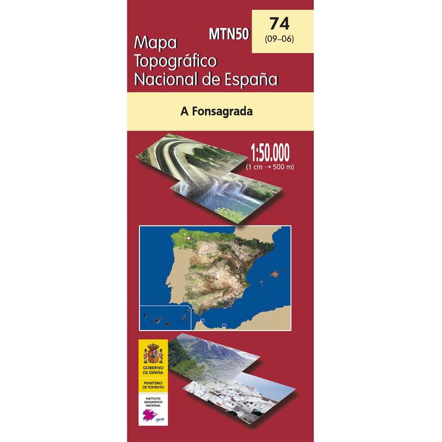 Carte topographique de l'Espagne - A Fonsagrada, n° 0074 | CNIG - 1/50 000 carte pliée CNIG 