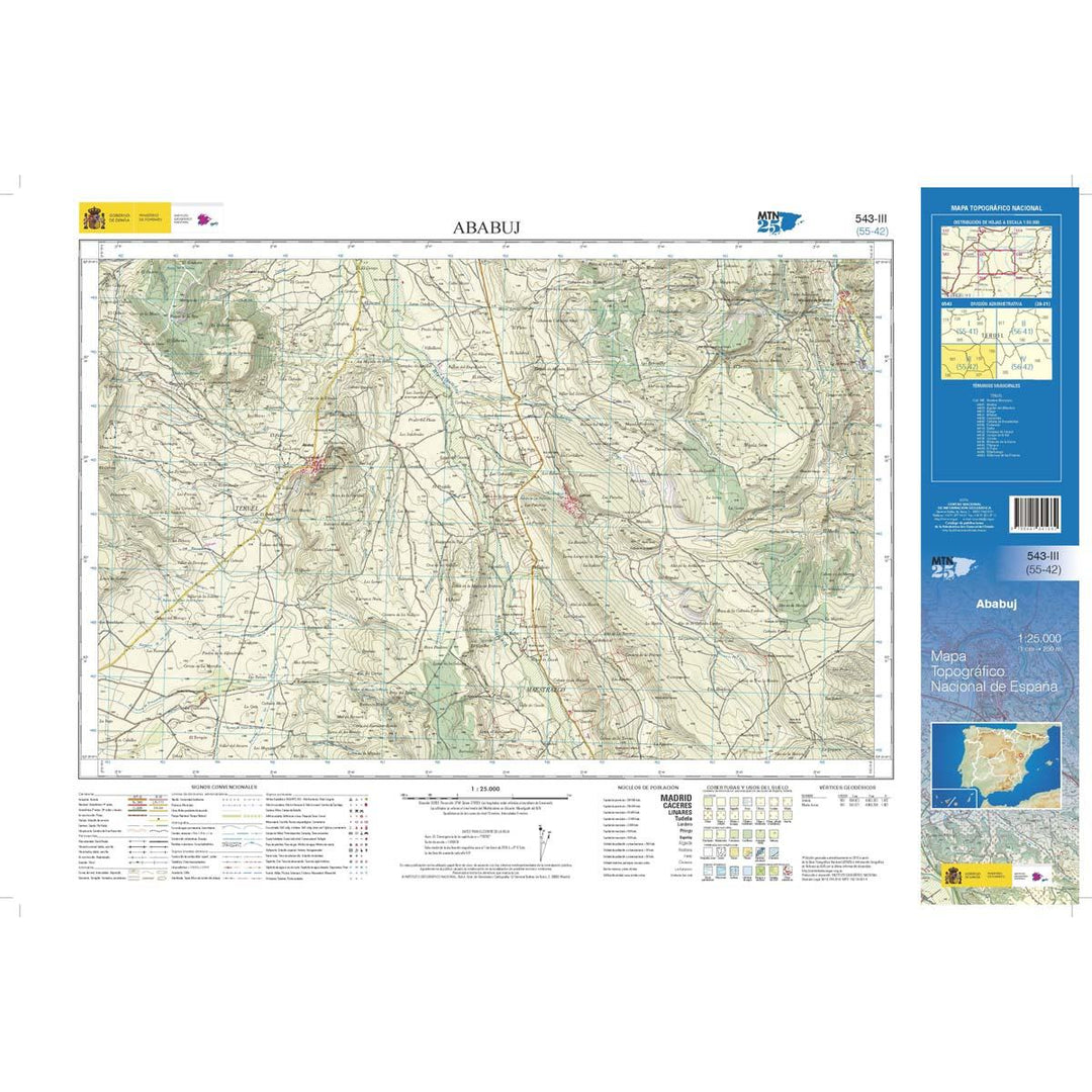 Carte topographique de l'Espagne - Ababuj, n° 0543.3 | CNIG - 1/25 000 carte pliée CNIG 