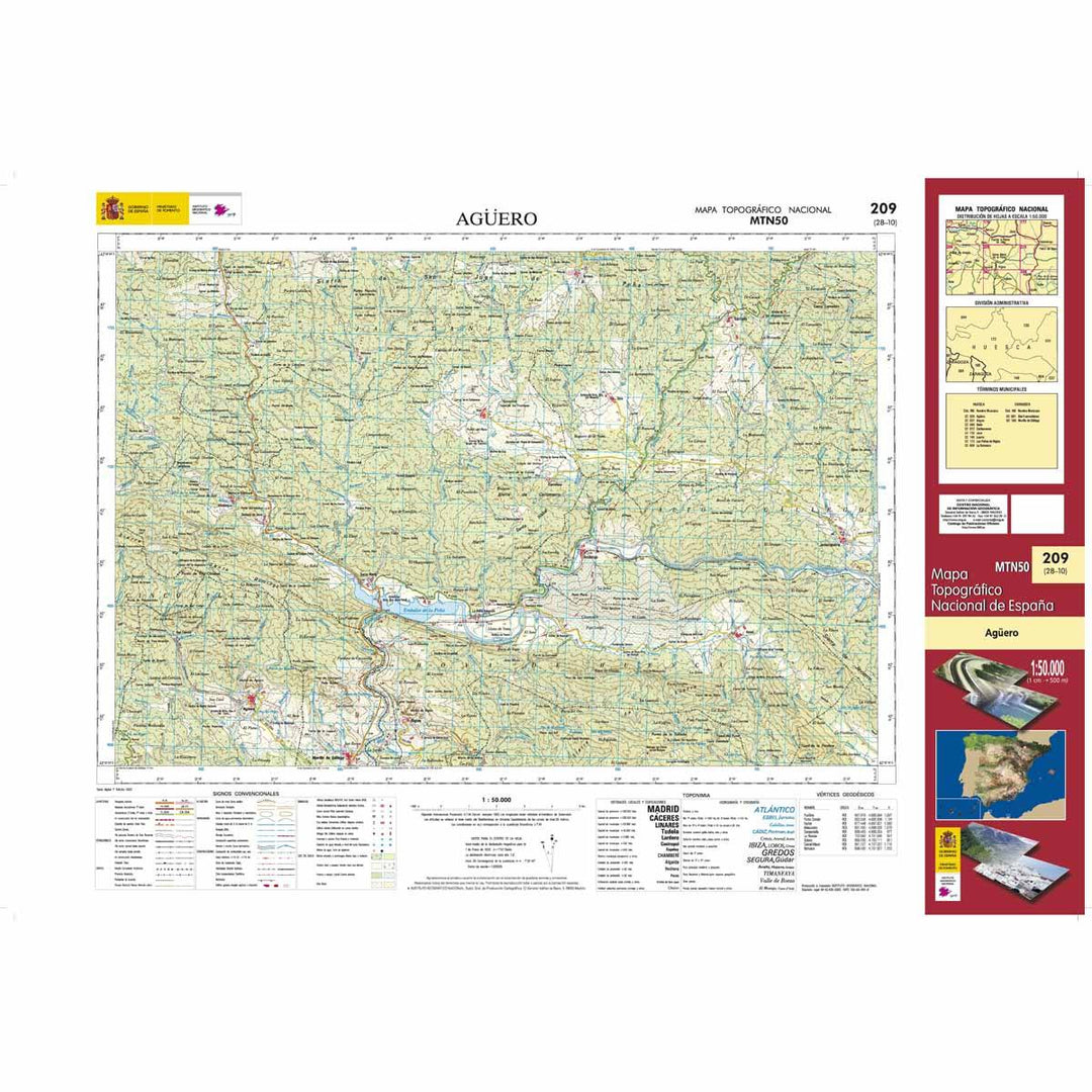 Carte topographique de l'Espagne - Agüero, n° 0209 | CNIG - 1/50 000 carte pliée CNIG 