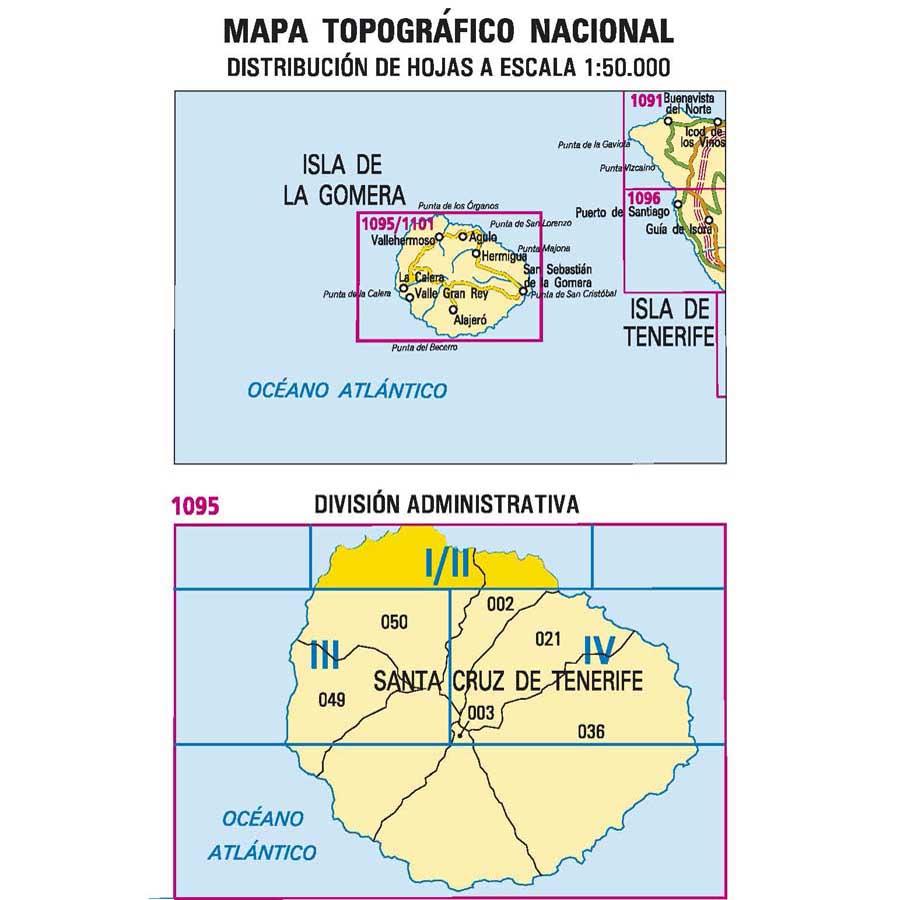 Carte topographique de l'Espagne - Agulo (La Gomera), n° 1095.1/2 | CNIG - 1/25 000 carte pliée CNIG 