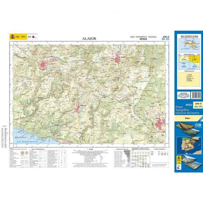 Carte topographique de l'Espagne - Alaior (Minorque), n° 0646.2 | CNIG - 1/25 000 carte pliée CNIG 