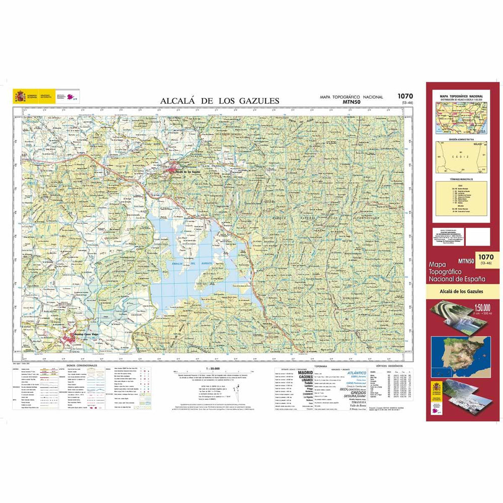 Carte topographique de l'Espagne - Alcalá de los Gazules, n° 1070, n° 1070 | CNIG - 1/50 000 carte pliée CNIG 