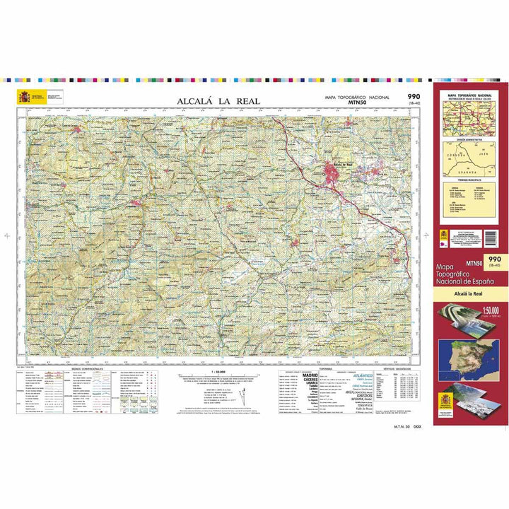 Carte topographique de l'Espagne - Alcalá la Real, n° 0990 | CNIG - 1/50 000 carte pliée CNIG 