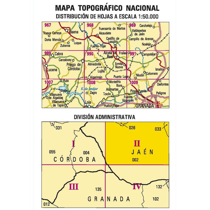Carte topographique de l'Espagne - Alcalá la Real, n° 0990.2 | CNIG - 1/25 000 carte pliée CNIG 
