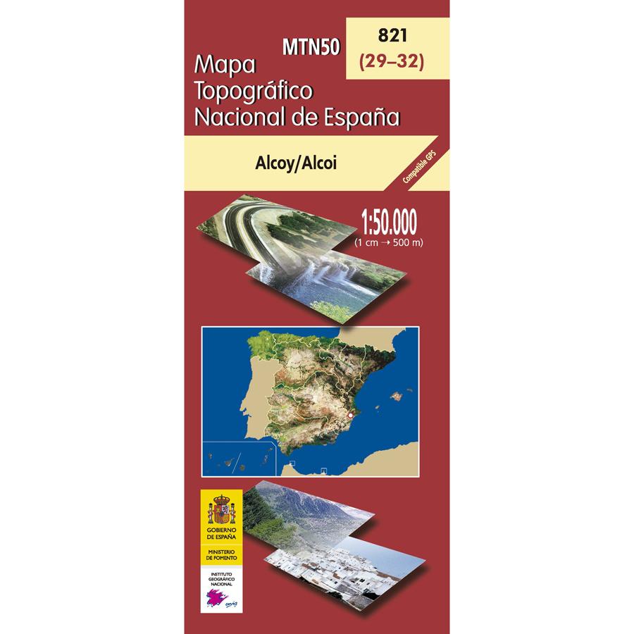 Carte topographique de l'Espagne - Alcoy/Alcoi, n° 0820 | CNIG - 1/50 000 carte pliée CNIG 