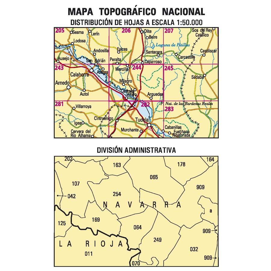 Carte topographique de l'Espagne - Alfaro, n° 0244 | CNIG - 1/50 000 carte pliée CNIG 
