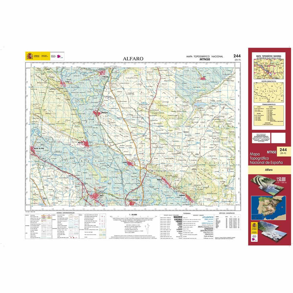 Carte topographique de l'Espagne - Alfaro, n° 0244 | CNIG - 1/50 000 carte pliée CNIG 