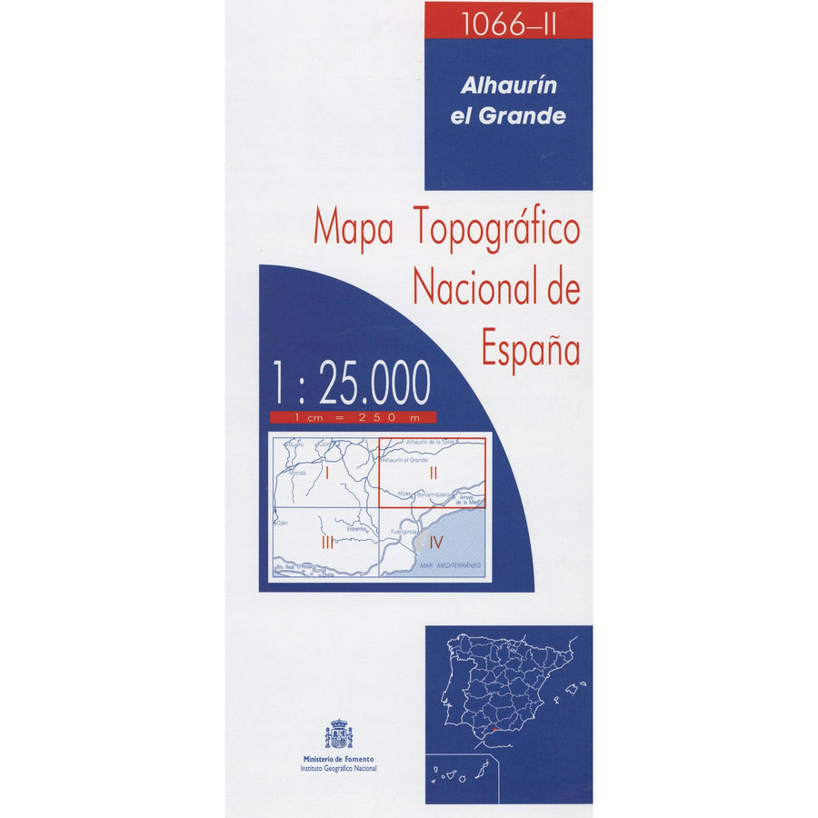 Carte topographique de l'Espagne - Alhaurín El Grande, n° 1066.2 | CNIG - 1/25 000 carte pliée CNIG 
