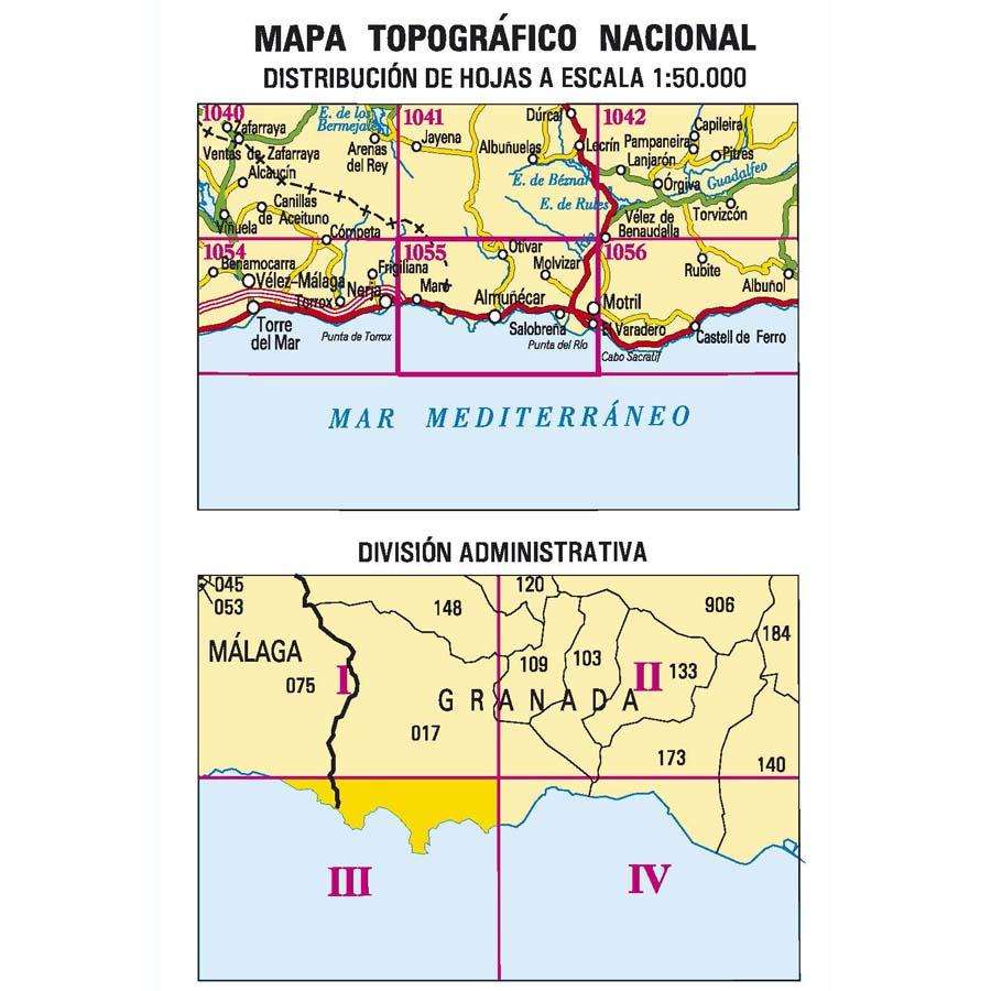 Carte topographique de l'Espagne - Almuñécar, n° 1055.3 | CNIG - 1/25 000 carte pliée CNIG 