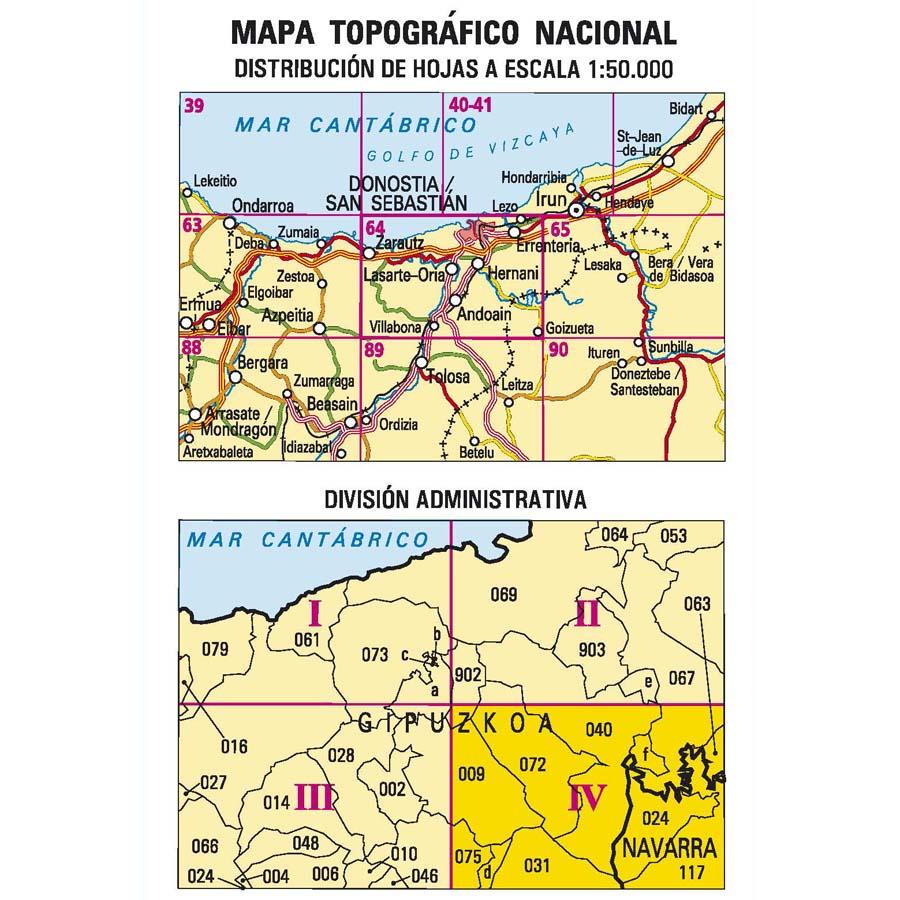Carte topographique de l'Espagne - Andoain, n° 0064.4 | CNIG - 1/25 000 carte pliée CNIG 