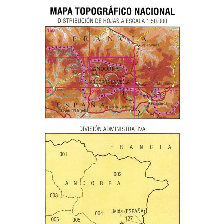 Carte topographique de l'Espagne - Andorra la Vella, n° 0183 | CNIG - 1/50 000 carte pliée CNIG 