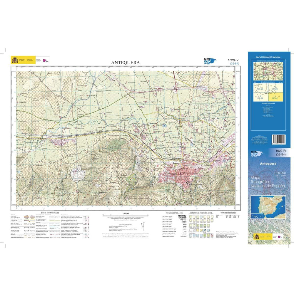 Carte topographique de l'Espagne - Antequera, n° 1023.4 | CNIG - 1/25 000 carte pliée CNIG 