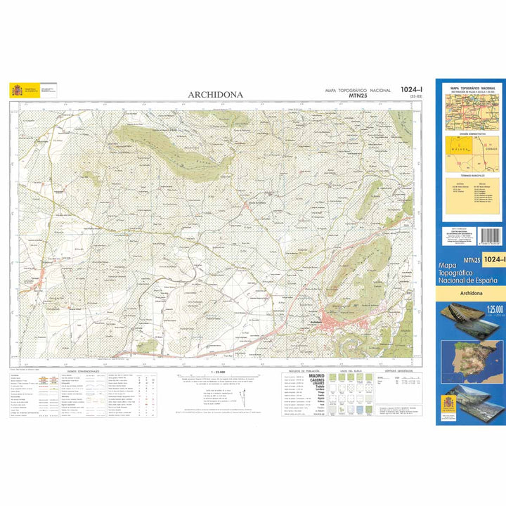 Carte topographique de l'Espagne - Archidona, n° 1024.1 | CNIG - 1/25 000 carte pliée CNIG 