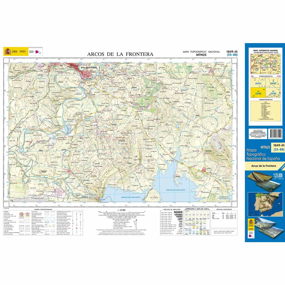 Carte topographique de l'Espagne - Arcos de la Frontera, n° 1049.3 | CNIG - 1/25 000 carte pliée CNIG 
