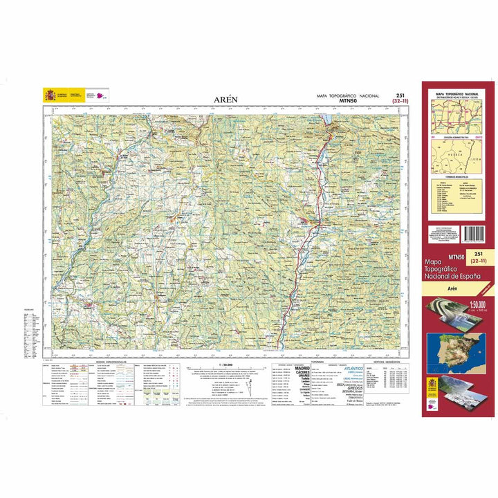 Carte topographique de l'Espagne - Arén, n° 0251 | CNIG - 1/50 000 carte pliée CNIG 