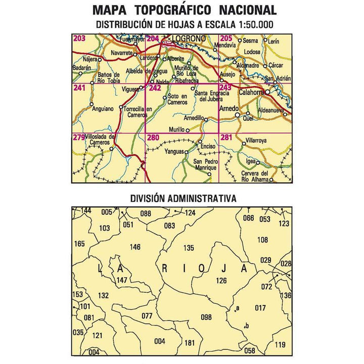 Carte topographique de l'Espagne - Arnedillo, n° 0242 | CNIG - 1/50 000 carte pliée CNIG 