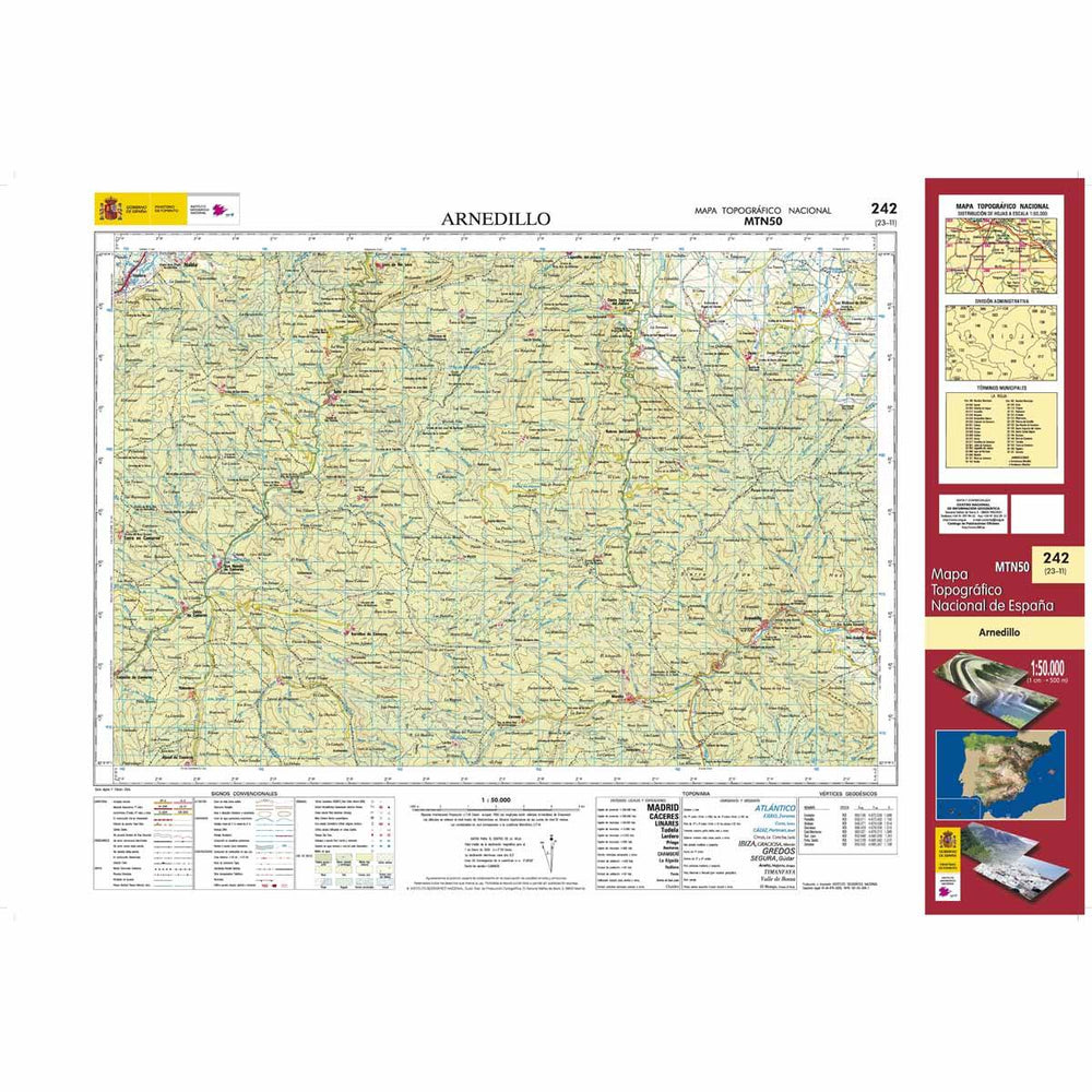 Carte topographique de l'Espagne - Arnedillo, n° 0242 | CNIG - 1/50 000 carte pliée CNIG 