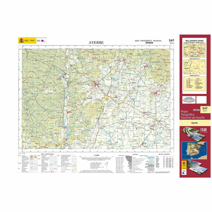 Carte topographique de l'Espagne - Ayerbe, n° 0247 | CNIG - 1/50 000 carte pliée CNIG 